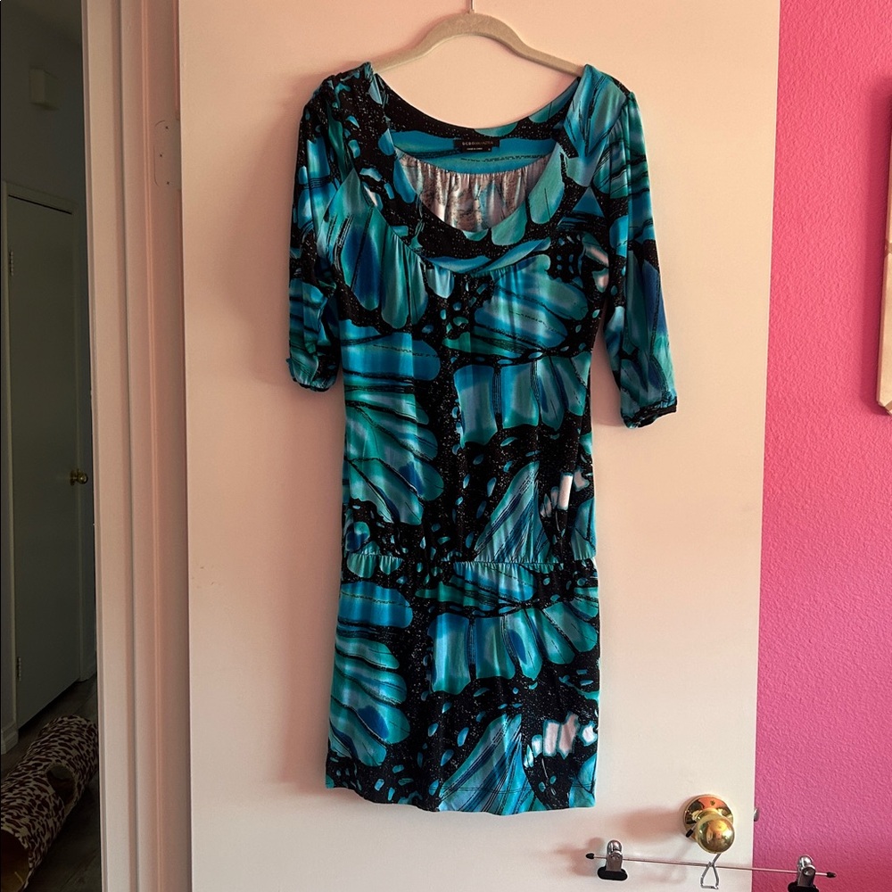 BCBG MaxAzria Turquoise and Black Dress vintage